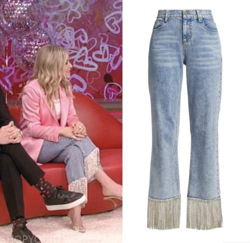 live with kelly and ryan, fringe jeans, jenny mollen