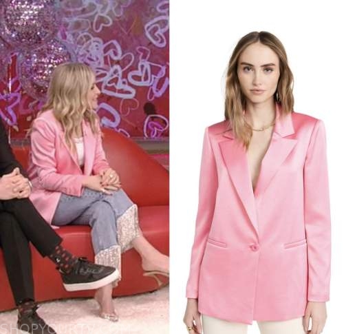 live with kelly and ryan, jenny mollen, pink satin blazer