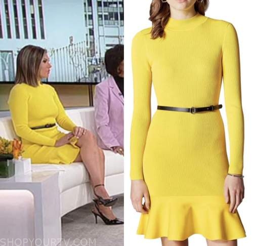 lisa boothe, outnumbered, yellow ribbed knit belted dress