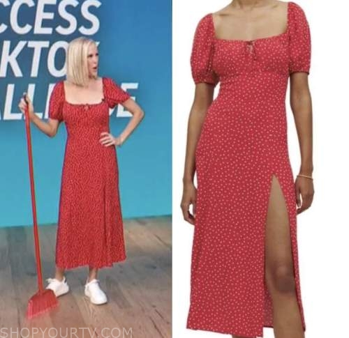 access daily, erinn hudson, red polka dot dress