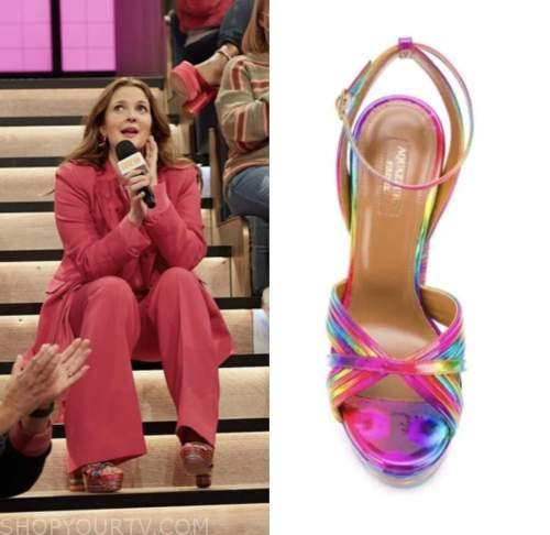 drew barrymore show, drew barrymore, rainbow platform heels