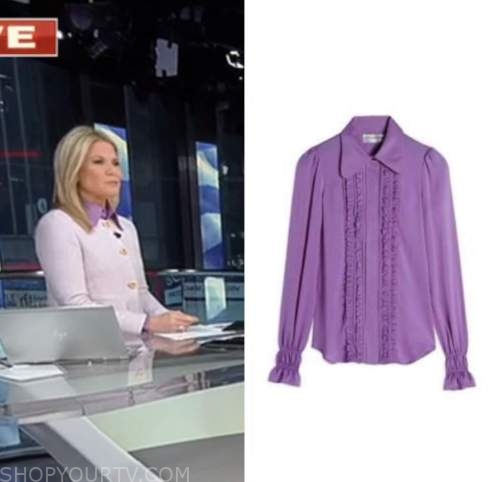 the story, martha maccallum, purple ruffle blouse