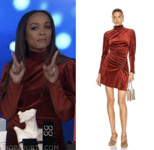 extra, rachel lindsay, red velvet dress