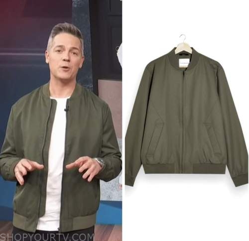 jason kennedy, access hollywood, green bomber jacket