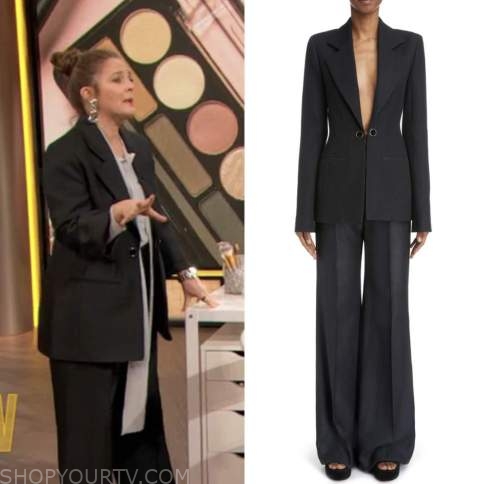 drew barrymore, drew barrymore show, black blazer and pant suit