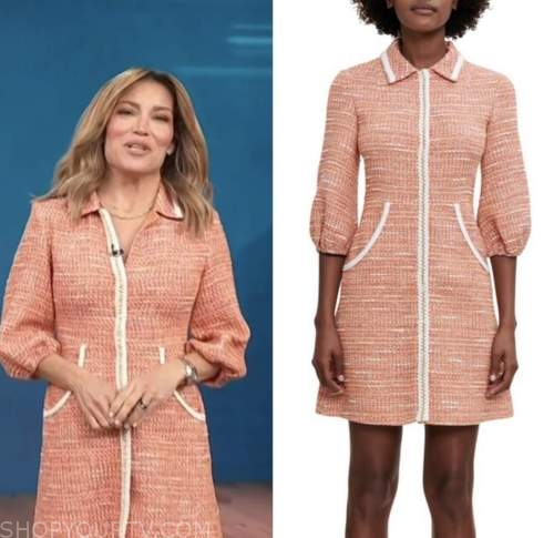 kit hoover, access hollywood, orange tweed dress