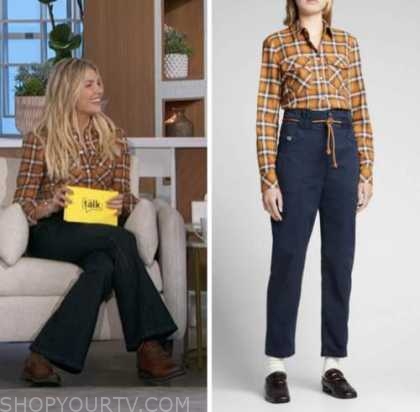 The Talk: February 2023 Amanda Kloots's Orange Plaid Printed Shirt ...