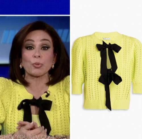 Judge Jeanine Pirro, the five, yellow bow cardigan sweater