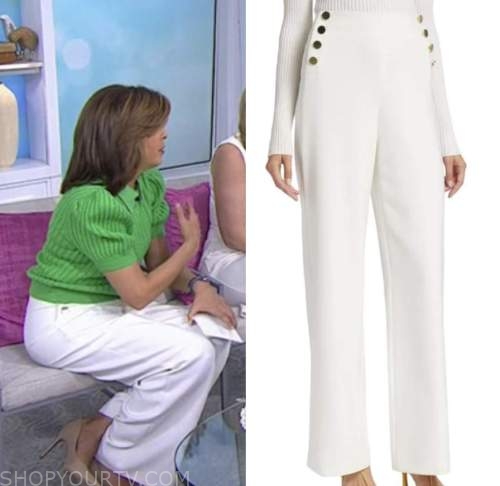 The Today Show: February 2023 Hoda Kotb's White Button Front Pants ...