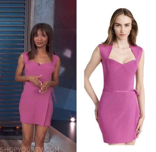 access hollywood, zuri hall, pink knit wrap dress