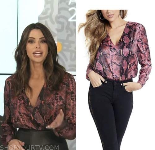 jenn lahmers, extra, snakeskin red bodysuit top