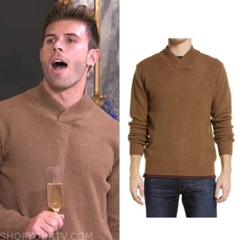 zach shallcross, the bachelor, camel waffle knit sweater