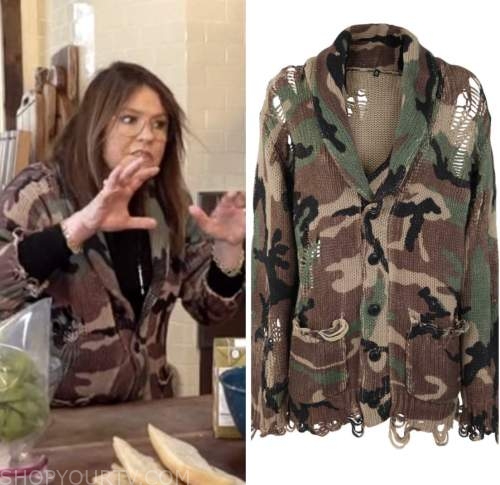 the rachael ray show, rachael ray, army distressed cardigan sweater