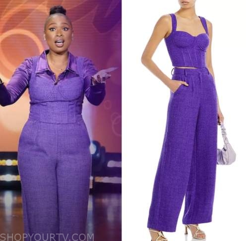 jennifer hudson, the jennifer hudson show, purple tweed bustier top and pants