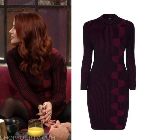 sally spectra, courtney hope, the young and the restless, red ribbed knit dress