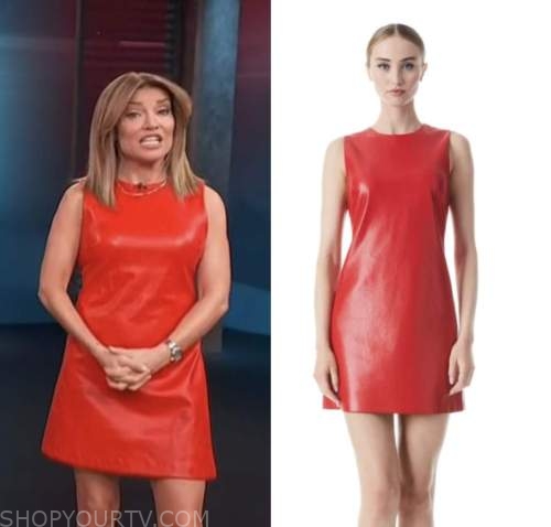 access hollywood, red leather shift dress, kit hoover