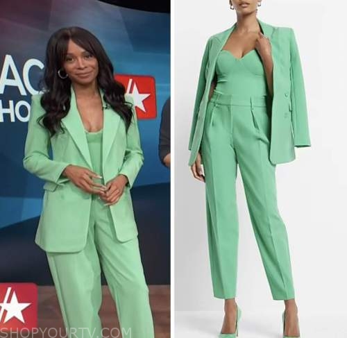 zuri hall, access hollywood, mint green pant suit
