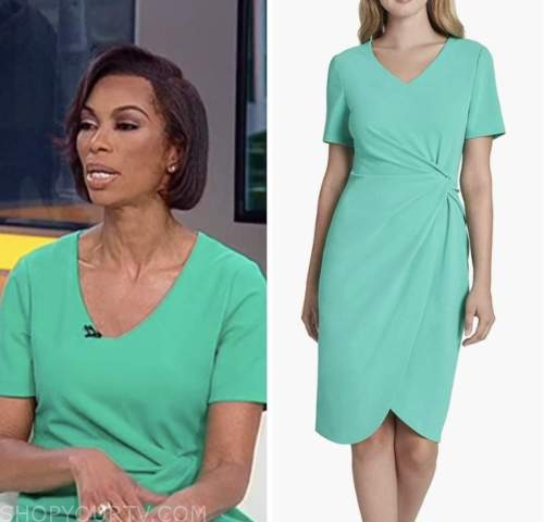 outnumbered, harris faulkner, green waist knot dress, fox news fashion