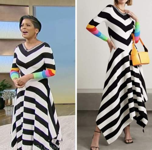 tamron hall, tamron hall show, black and white striped dress