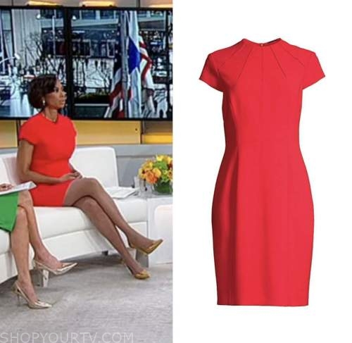 outnumbered, harris faulkner, red sheath dress, fox news fashion