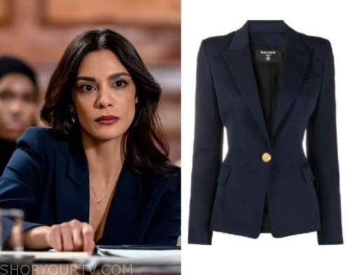 Law and Order: Season 22 Episode 13 Samantha's Navy Blazer with Gold ...