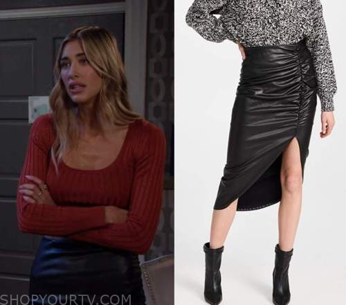 Days Of Our Lives: February 2023 Sloan's Black Ruched Leather Midi ...