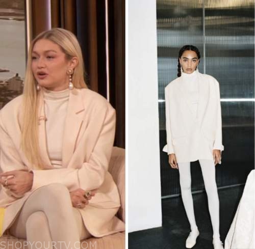 gigi hadid, white blazer, drew barrymore show