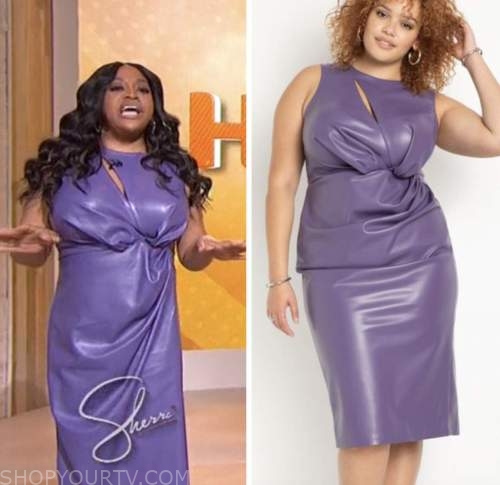 sherri, sherri shepherd, purple leather dress
