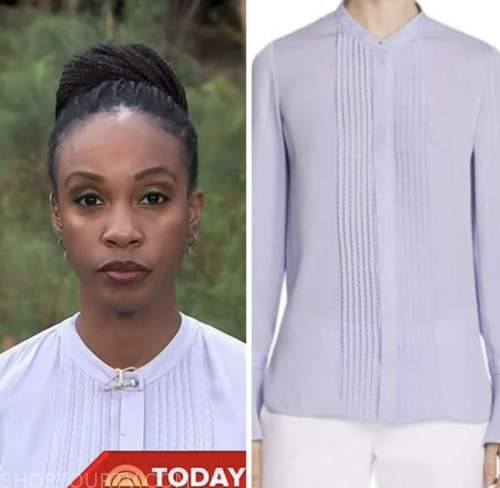 blayne alexander, this morning, lilac pintuck blouse