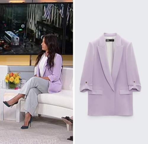 outnumbered, lilac purple blazer, emily compagno, fox news fashion