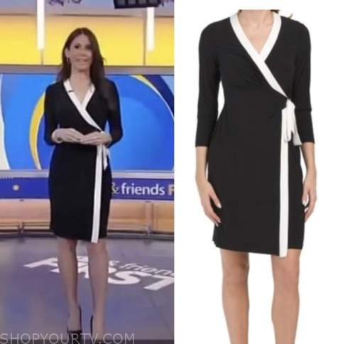 brooke singman, fox and friends, black and white wrap dress