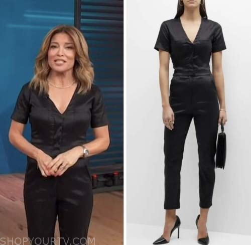 access hollywood, kit hoover, black satin jumpsuit
