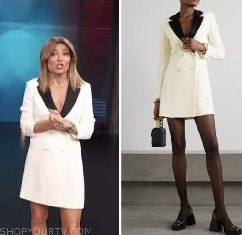 access hollywood, white and black blazer dress, kit hoover