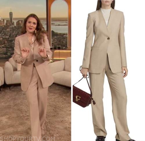drew barrymore, drew barrymore show, beige blazer and pant suit