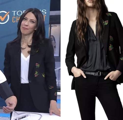 the today show, dr. natalie azar, black floral embellished blazer