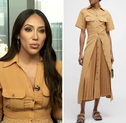 melissa gorga, extra, tan beige shirt dress