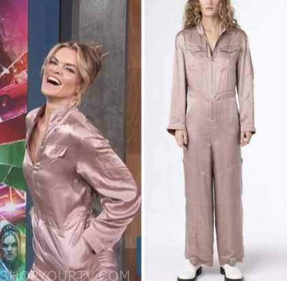 missi pyle, access daily, pink satin cargo utility jumpsuit