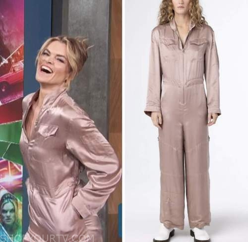 missi pyle, access daily, pink satin cargo utility jumpsuit