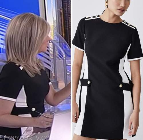 america reports, fox news fashion, black and white colorblock dress, sandra smith