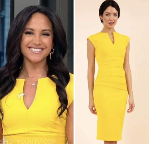 outnumbered, fox news fashion, yellow sheath dress, emily compagno