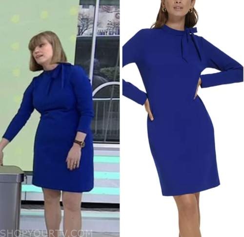 Amy Panos, the today show, hoda and jenna, blue tie neck dress