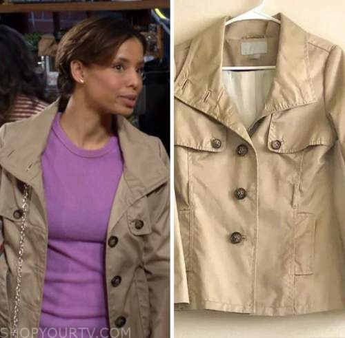 elena dawson, brytni sarpy, the young and the restless, trench coat