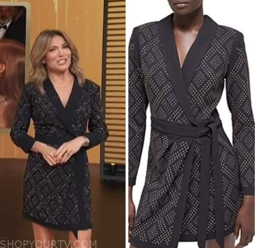 kit hoover, access hollywood, black rhinestone studded wrap dress