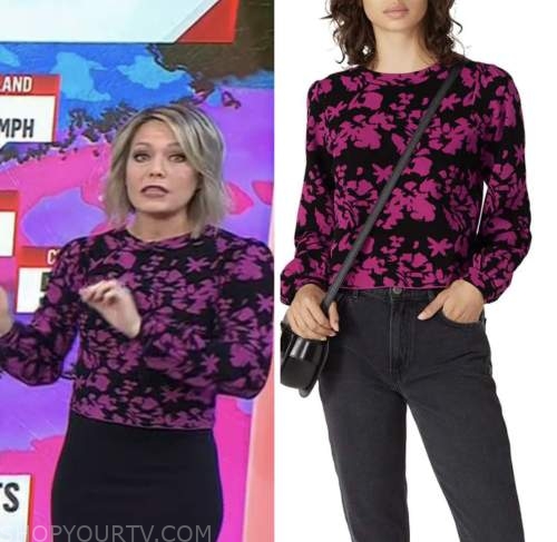 the today show, dylan dreyer, black and pink floral sweater top