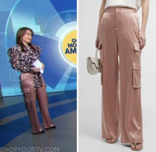 good morning america, eva pilgrim, pink satin cargo pants