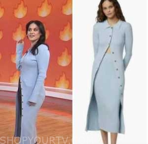 donna farizan, the today show, hoda and jenna, blue ribbed knit long cardigan sweater