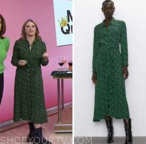 the today show, hoda and jenna, jenna bush hager, green printed shirt dress