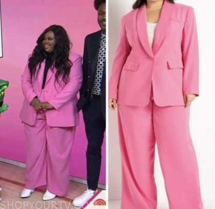 nicole byer, the today show, hoda and jenna, pink blazer and pant suit