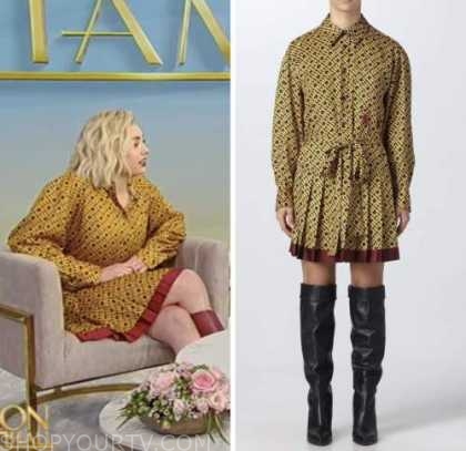 peyton list, tamron hall show, yellow printed shirt dress
