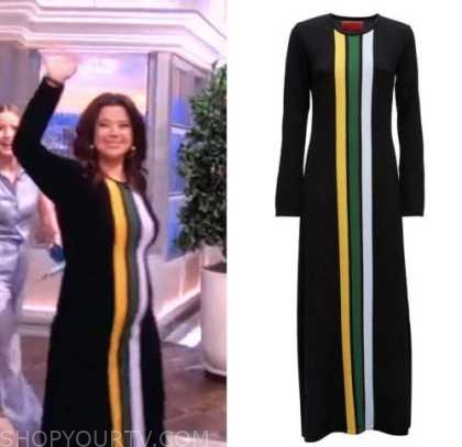 the view, ana navarro, black striped knit dress